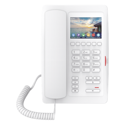 (H5W Color Blanco)Teléfono IP WiFi para Hotelería, profesional de gama alta con pantalla LCD de 3.5 pulgadas a color, 6 teclas programables para servicio rápido (Hotline) PoE