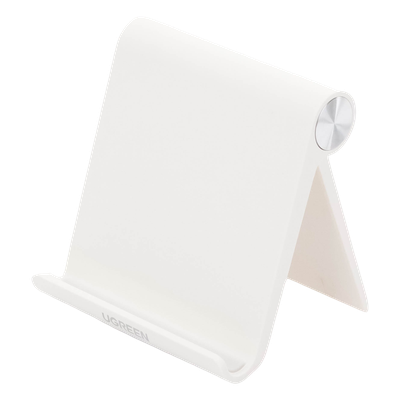 Soporte de Escritorio para Telefono Celular / Ajustable de 0° a 100° / Goma Antiarañazos / Antideslizante / Amplia Compatibilidad con dispositivos de 4'' a 7.9'' / Plegable / ABS / Color Blanco - Imagen 5