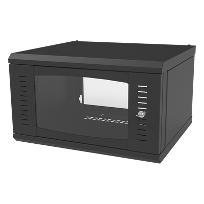 Gabinete para Montaje en Pared, con Puerta de Cristal Templado, Cuerpo Fijo, con 6 Unidades de Rack, de 19in, Fabricado en Acero