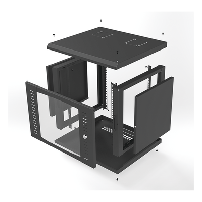 Gabinete para Montaje en Pared Fijo, con 9 Unidades de Rack, de 19in, Puerta de Cristal Templado, Fabricado en Acero - Imagen 8