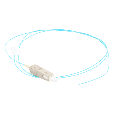 Pigtail de Fibra Óptica LC Simplex, Multimodo OM3 XGLO 50/125, OFNR, Color Aqua, 1 Metro (3.28 Pies) - Imagen 3