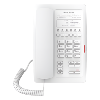 Teléfono IP para Hotelería / 6 Teclas Programables / PoE 802.3af / 2 Puertos Ethernet / Pantalla Gráfica Personalizable