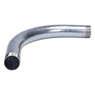 Curva/Codo de 90° de 1 1/2" (38mm) pared gruesa con rosca galvanizado etiqueta amarilla
