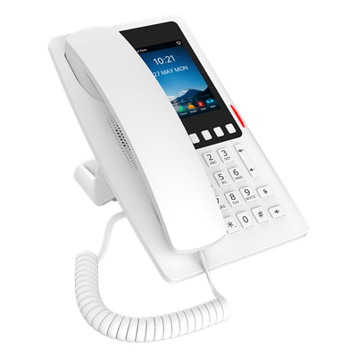Teléfono IP Hotelero Wi-Fi 6 / Pantalla IPS 3.5" 320x480 / 2 Líneas SIP / 5 Teclas Programables / Puerto USB-A / PoE 802.3af / Audio HD / Diseño Blanco - Imagen 3