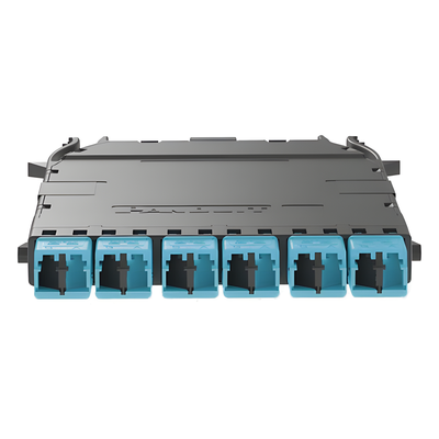 Cassette HD Flex Para 12 Fibras Multimodo OM4, de MPO a 6 Conectores LC Duplex, Color Aqua - Imagen 3
