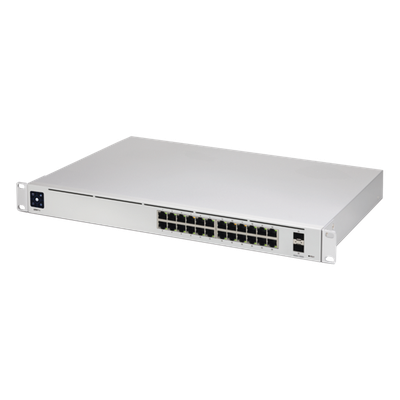UniFi Switch USW-Pro-24, Capa 3 de 24 puertos Gigabit RJ-45 + 2 puertos 1/10G SFP+, pantalla informativa
