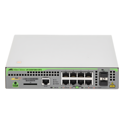 Switch PoE+ Administrable CentreCOM GS970M, Capa 3 de 8 Puertos 10/100/1000 Mbps + 2 SFP Gigabit, 124 W - Imagen 3