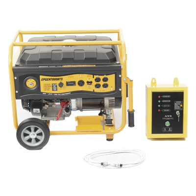 Generador a Gasolina / Planta de Emergencia con Encendido Automático, 6.5KW, 220Vac 2 Fases, Jaula con Ruedas para Fácil Traslado 