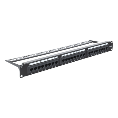 Panel de Parcheo de Impacto (110) UTP de 24 Puertos Cat6A, 19 Pulgadas (48.26 cm), con Barra para Organizar Cables y Espacio para Etiqueta
