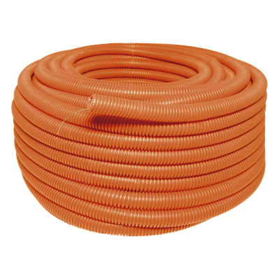 Manguera Poliducto Corrugado Flexible Naranja Reforzado de 1" x 50 m Para Instalaciones Eléctricas /Polietileno Alta Densidad HDPE/ Sin guía /Resistente a Intemperie.
