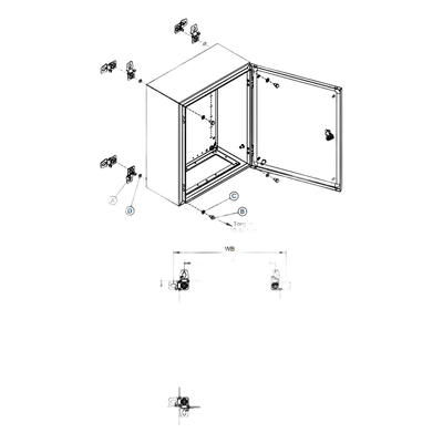 Soporte de Montaje en Pared para Gabinetes NEMA / Brackets Externos AW / Acero Suave Zincado 3 mm / 36x76x21 mm (1.42x2.99x0.83 in) / Incluye 4 Unidades con Accesorios / Mantiene Protección NEMA / IP - Imagen 3