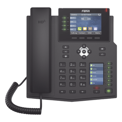 Teléfono IP Empresarial con Estándares Europeos, 16 líneas SIP con pantalla LCD a color 3.5", 30 teclas DSS/BLF, puertos Gigabit, IPv6, Opus y conferencia de 3 vías, PoE/DC
