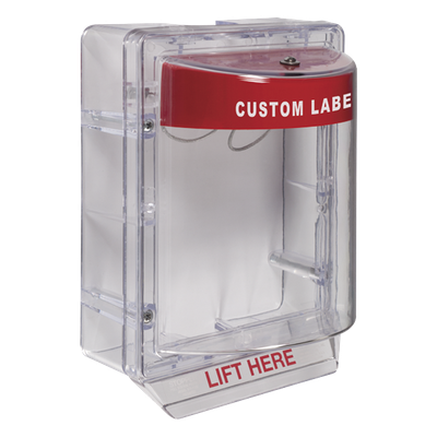 Cubierta Protectora Serie Stopper II® De Policarbonato, Con Bocina, Espaciador Transparente, Montaje en Superficie, Etiqueta Personalizada