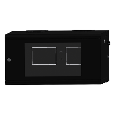 Gabinete Rackeable de Pared / 6U / 19 Pulgadas / Puerta de Cristal / Abatible 120° / Carga 80 kg / Ventilación 120 mm