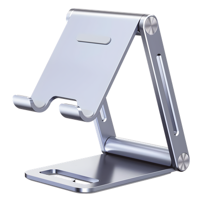 Soporte para Teléfono Celular de Aluminio / Angulo Ajustable / Amplia Compatibilidad con dispositivos de 4.7'' a 7.9'' / Antideslizante / Antiarañazos / Plegable / Color Azul - Imagen 4