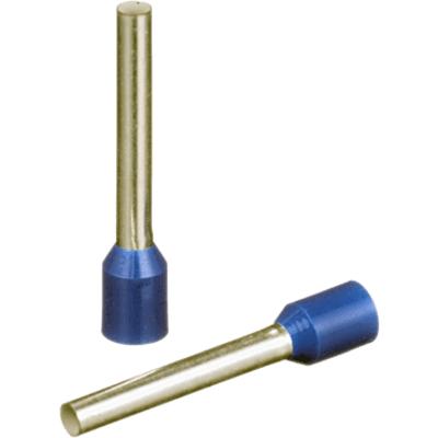 Ferrúl de cobre DIN Azul para Cable 14 AWG. Paquete de 500 Piezas