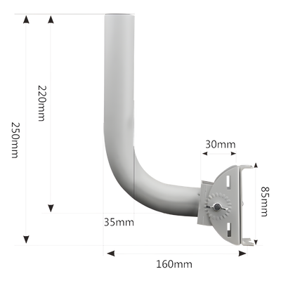 Montaje de Brazo Universal / Ajuste de Azimut 0 a 120° / Acero con Recubrimiento en Polvo / Diámetro 35 mm / Peso 1.2 kg / Compatible con Múltiples Marcas - Imagen 5