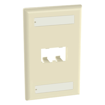 Placa de Pared Vertical / 2 Puertos Mini-Com / Diseño Plano / 69.8 x 114.3 mm (2.75 x 4.5 in) / Marfil