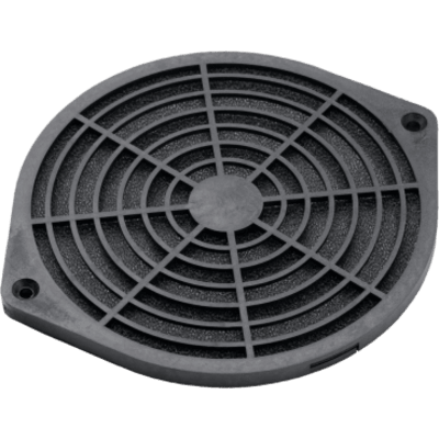 Kit Filtro Protector de Dedos / Ventilador 4 Pulgadas (102 mm) / Filtro Extraíble y Lavable / 124x124x11 mm / Plástico Negro Mate / Incluye Herrajes