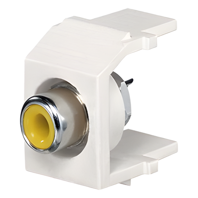 Conector Keystone RCA / Para Soldar / RG-6 y RG-59 / 1 Espacio / Inserto Amarillo / Marfil