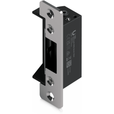 Contrachapa eléctrica de alta seguridad tipo Fail-Safe (normalmente abierta), fuerza de sujeción de hasta 1,200 kg (2,645 lb) y profundidad de pestillo de 15 mm
