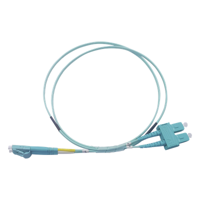 Jumper de Fibra Óptica / Multimodo OM3 50/125 / LC-SC Dúplex / OFNR Riser / 2.0 mm / 3 m (9.84 pies) / Aqua