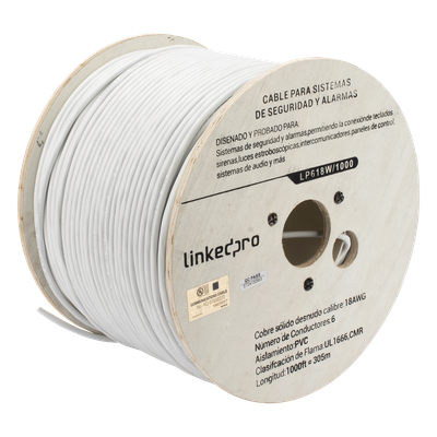 Cable para Alarma / 6 Conductores / 18 AWG / CMR Riser / 305 m (1000 ft) / Blanco - Imagen 3